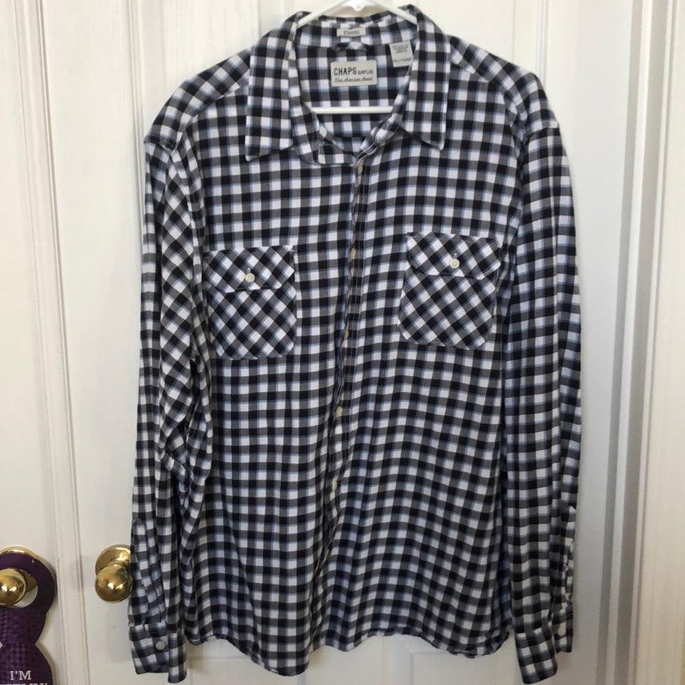 Fitted Chaps plaid shirt.
